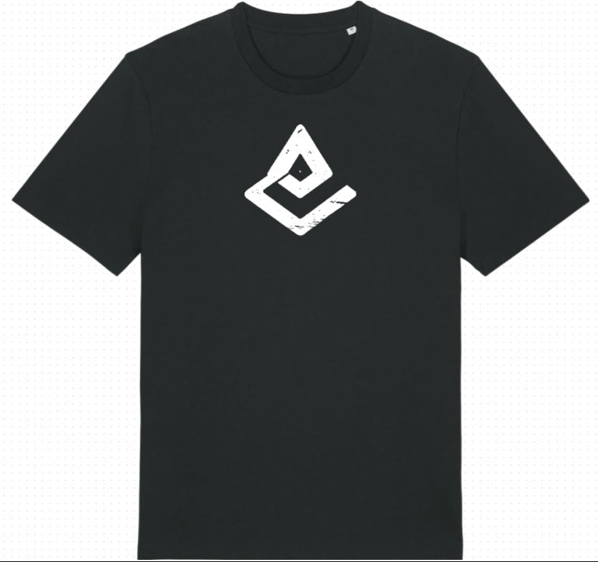 Tee-shirt noir Fearless Flow pour rider VTT, freeride, vue de face logo impression  blanche.