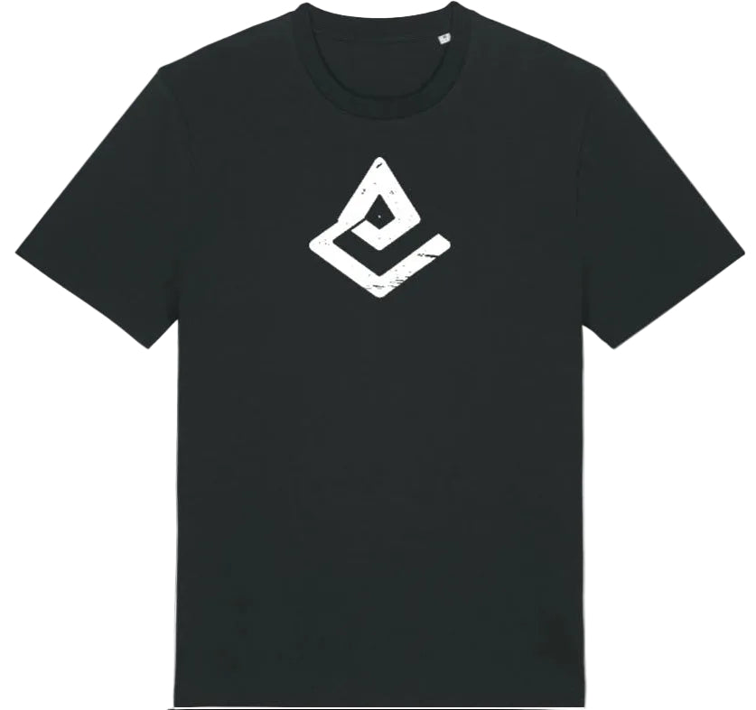 T-shirt noir Fearless Flow pour rider VTT, freeride, vue de face logo impression  blanche.